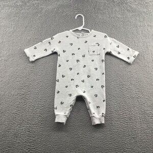 Miles the Label Winterberry Print Stretch Organic Cotton Fleece Romper Light Hea